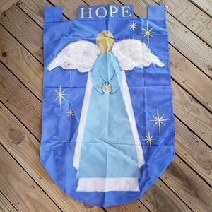 Vintage Angel Wings Hope Religious Holiday House Flag Banner Polyester 27" x 43"